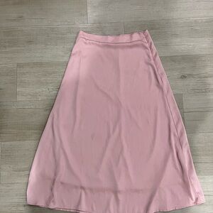 Silk Pink Midi Skirt